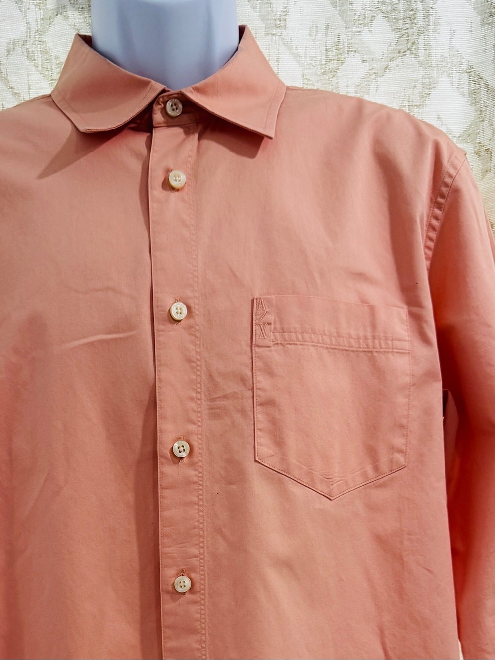 Armani Exchange A/X Coral Peach Button Down Dress Shirt Regular Fit Size L - Picture 4 of 13